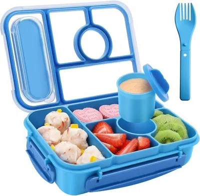 Produktbild von Famanu Lunchbox 1300ML - 5 Fächer, Auslaufsicher, Blau
