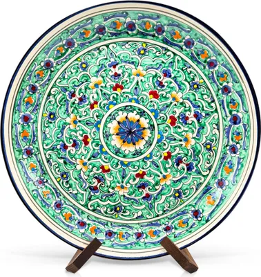 Produktbild von Lagan - KaraKalam P, Rischtan Keramik, Ø 37 cm Glasur Teller Handarbeit Oriental Usbekische