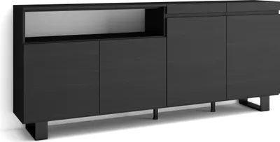 Immagine prodotto di COZY Credenza, Mobile, Cucina, 200x35x87cm, 4 Porte, Design industriale, Nero