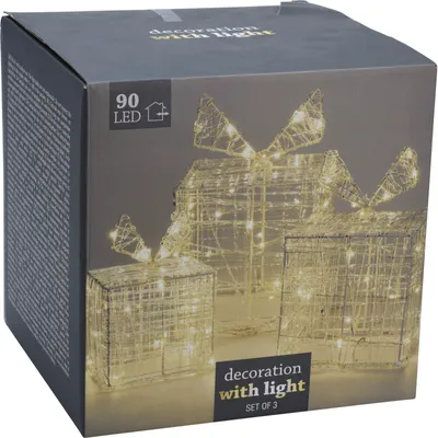 Obrázok produktu pre Svietiace vianočné darčekové balenie s 90 LED svetielkami pre vnútorné / vonkajšie použitie