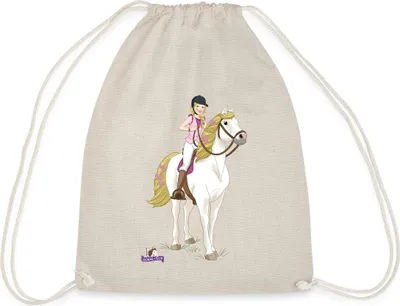 Produktbild von Spreadshirt Schleich Horse Club Sofia posiert auf Blossom Turnbeutel, One size, Natur
