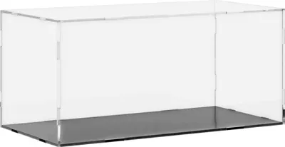 A clear acrylic display box with a black base.