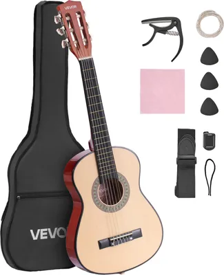 Produktbild von VEVOR Konzertgitarre, 780 mm, Klassikgitarren-Starter-Set für Anfänger, mit Nylonsaiten, Gigbag, Gurt, Stimmgerät, zusätzlichen Saiten, Plektren, Kapodaster, Linde, für Einsteiger, Natur