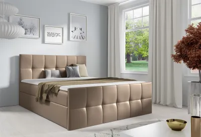 Produktbild von Boxspringbett Schlafzimmerbett CARMEN LUX 120x200cm Kunstleder Madryt Cappuccino