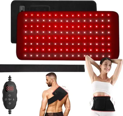Produktbild von Rotlichttherapie – Infrarotlampe – Muskelentspannung und Regeneration – 120 LEDs, Pulsationsmodus – 5 Intensitätsstufen – Schwarz
