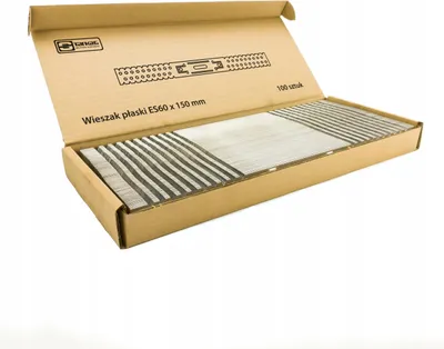 An open cardboard box containing multiple metal hangers, viewed from a slightly elevated angle.
