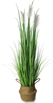 Produktbild von Kunstgras 120 cm hoch mit Seegraskorb Dekogras Gräser künstliche Deko Kunstpflanze künstliche Pflanze