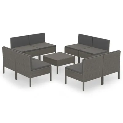 Obrázek produktu pro vidaXL 9dílná zahradní lounge souprava s polštáři Poly ratan Grey