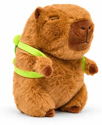 Produktbild von Capybara Kuscheltier braun Figur Plüsch 40 cm Plüsch Capybara mit Schildkröten Rucksack