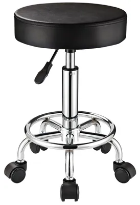 Productafbeelding van Verstelbare kruk met wielen voor salon en kantoor, zwart