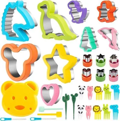 Image de Coupe-sandwichs en acier inoxydable, 32 pièces, pour enfants, emporte-pièces, fruits, légumes