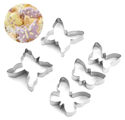 Produktbild von 5 Stück Schmetterlings Ausstecher Set, Ausstechformen, Ausstechformen Ostern, Cookie Cutter, Edelstahl