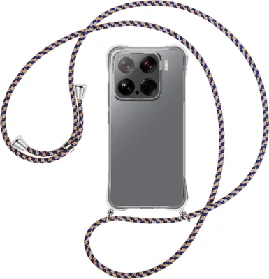 Produktbild von Handykette Backcover-Schutzhülle mit Band (Metall silberfarben) für Xiaomi 15 5G - blau+beige