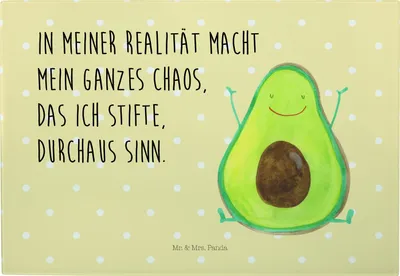 Produktbild von Mr. & Mrs. Panda Servierplatte Avocado Glücklich - Gelb Pastell - Geschenk, Freude, Glas, Schneidebrett, Chaos, Hackbrett, Frühstücksbrett, Chaotisch