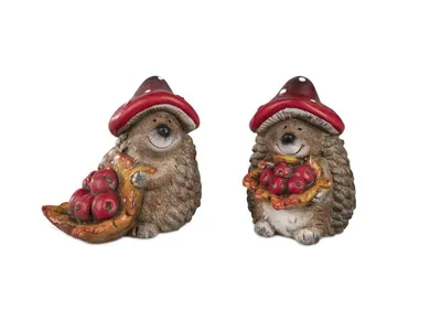 Produktbild von 1 von 2 Igel mit Pilzhut  handbemalt Deko für den Herbst