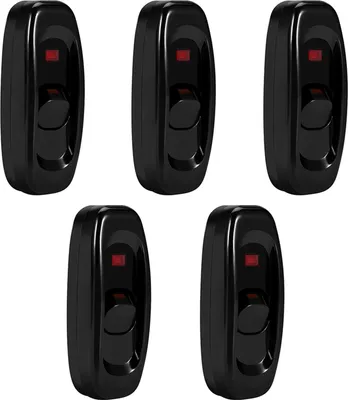 Obrázek produktu pro AC 250 V 10 A Inline vypínač stolní lampy s kabelovým spínačem a LED kontrolkou černý