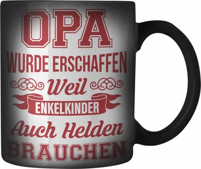 Produktbild von Trendation - Opa Geschenke Geschenk Farbwechsel Zauber-Tasse mit Spruch Opa Geschenkidee Nichte Enkel Vatertag Karabiner Farbwechsel Zauber-Tasse Edelstahl Großvater (Schwarz)
