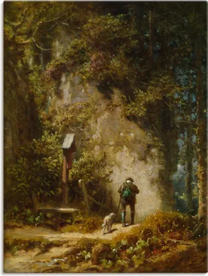 Produktbild von ARTland Leinwandbild Jäger im Wald Größe: 45x60 cm