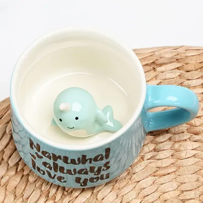Obrázok produktu pre 3D keramická šálka s lyžičkou a podšálkou, objem 350 ml, nápad na darček