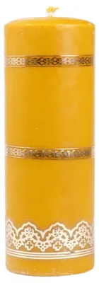 Image de Bougie d'autel décorée, fabriquée à 100% en cire d'abeille naturelle