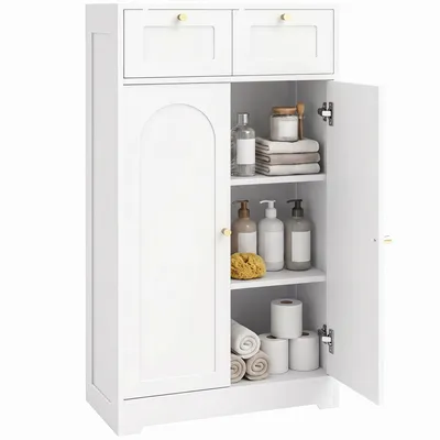 Produktbild von HOMCOM Badezimmerschrank schmal mit 2 Schubladen, verstellbarem Einlegeboden