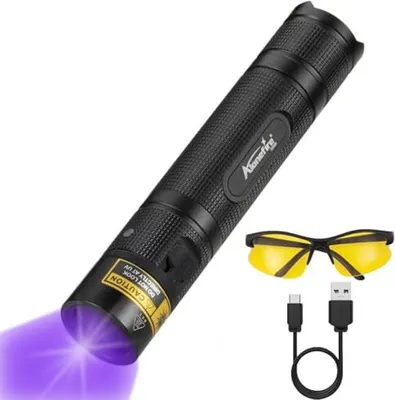 Produktbild von Alleinfire SV005 10 W LED 365 nm UV Taschenlampe mit schwarzem Licht tragbarer USB für das Aufladen, schwarzes Gehäuse, Vollmetall -Urinsensor