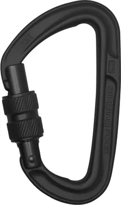 Schwarzer Alukarabiner Colt Screw von Singing Rock; geeignet für Klettern und Express-Sets.