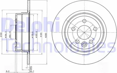 Produktbild von 2x DELPHI Bremsscheibe BG3550 für ROVER 75 (RJ) 75 Tourer (RJ) 62 5mm 280mm