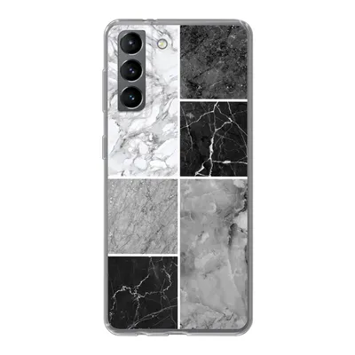 Produktbild von MuchoWow® Handyhülle Schutzhülle Hülle für Samsung Galaxy S21 Marmor - Schwarz - Weiß Silikon Softcase Handy Hülle - Softcase