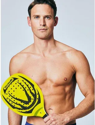 Produktbild von Holz-Tennisracket mit Ball, 45x21cm, 2er Set