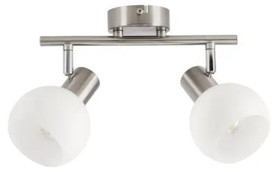 Immagine prodotto di Lampada da soffitto con paralumi in vetro bianco Novo, argento e bianco, 2xE14x40W, metallo, dimensioni: 15,5x30x10 cm, IP20, Candellux