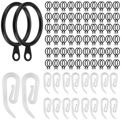 Immagine prodotto di Anelli per tende, confezione da 150 pezzi - Anelli in metallo da 30 mm - Ganci in plastica - Colore nero - Resistenti - Adatti per finestre/doccia - Ganci per tende