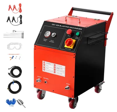 Obrázek produktu pro SucceBuy zařízení na tryskání suchým ledem, kapacita 5 kg, čisticí stroj se 4 tryskami, regulace tlaku, vhodné pro použití v automobilovém, lodním, leteckém a chemickém průmyslu
