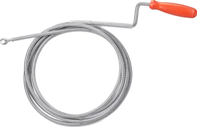 Zdjęcie produktu dla Spirala do czyszczenia rur Relaxdays z haczykiem, mechaniczne czyszczenie rur, toaleta, prysznic, umywalka, stal, 6 mm x 3 m, srebrna