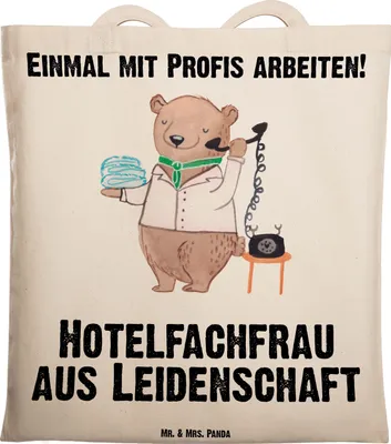 Produktbild von Mr. & Mrs. Panda Tote Bag Hotelfachfrau Leidenschaft - Transparent - Geschenk, Ausbildung, Hotelkauffrau, Tragetasche, Shopping Tasche, Spruch, Schultasche, Laptoptasche