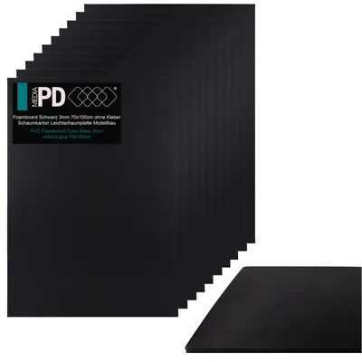 Produktbild von Schaumstoffplatte Schaumstoffkarton - Schaumstoff Karton Board - 70x100 cm 3 mm 10 Stück - Schwarz