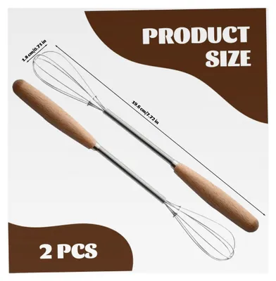 Produktbild von Mini-Schneebesen 2 Stück 8 Zoll mit Holzgriff aus Edelstahl für die Küche