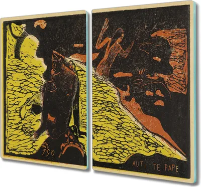 Produktbild von Coloray Herdabdeckplatte 2x30x52 cm Schneidebrett Kochplattenabdeckung Küchenbrett Hackbrett - Gauguin auti die pape
