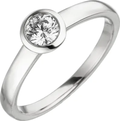 Produktbild von Gr. 58 Damen Ring 585 Gold Weißgold 1 Diamant Brillant 0,15 ct. Diamantring Solitär