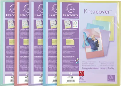 Produktbild von Exacompta 10x Sichtmapppen A4, PP, 40 Hüllen, Kreacover Pastell, sortiert, 5849E