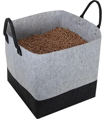 Image de Sac a granulés en feutrine - EDA - Jura Montania - 60 L - Capacité 45 kg - 40 x 40 x H. 40 cm - Gris Béton / Gris Anthracite