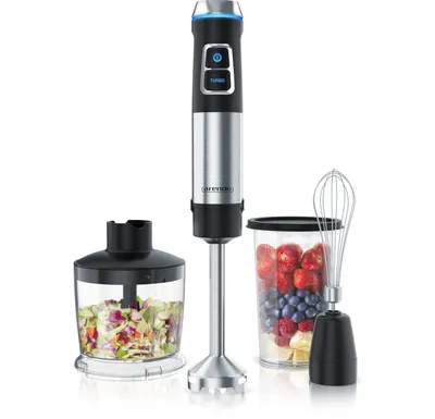 Produktbild von Arendo 1200W TURBO Stabmixer Set 4in1, Edelstahl, Mixer, Mixstab, Pürierstab, Quirl, Messbecher, Zerkleinerer, silber/schwarz