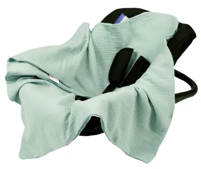 Produktbild von BabyLux Einschlagdecke Musselin 80x80 cm – Sommerdecke für Babyschale, Autositz & Kinderwagen – Atmungsaktiv & Weich – 100% Baumwolle - Grün Hell