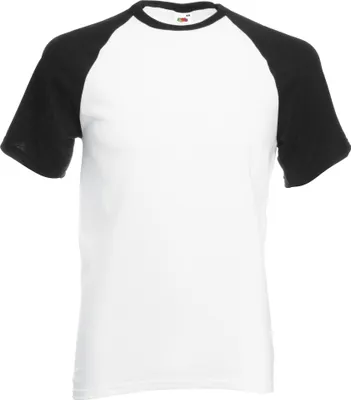 Produktbild von Fruit Of The Loom Herren Baseball T-Shirt, kurzärmlig BC327 (M) (Weiß/Schwarz)