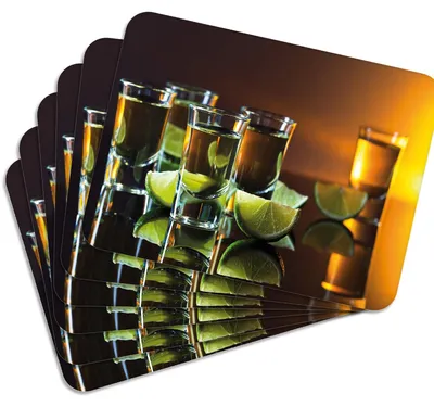 Produktbild von MG Design Set aus 6 Kork-Platzsets - Drink 2 - 30 x 40 cm - hitzebeständig & abwischbar, mit Korkrückseite