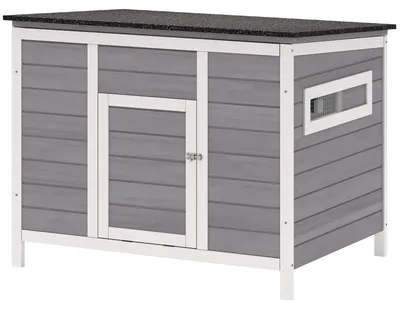 Produktbild von PawHut Entenstall wetterfest Entenhaus aus Holz mit herausnehmbarem Boden Grau