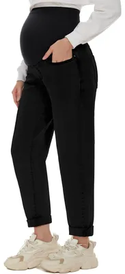 Produktbild von POSHGLAM Damen Schwangerschaftsjeans über dem Bauch, Bequeme Stretch Boyfriend-J