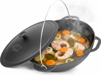 Produktbild von 15 L Kasan Poliert Gusseisen Deckel Schwenktopf Kazan Campingtopf Kessel