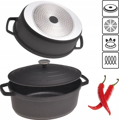 Produktbild von Alu-Topf Brytfanna mit Deckel 6,0 L INDUKTION KAMILLE KM-4464