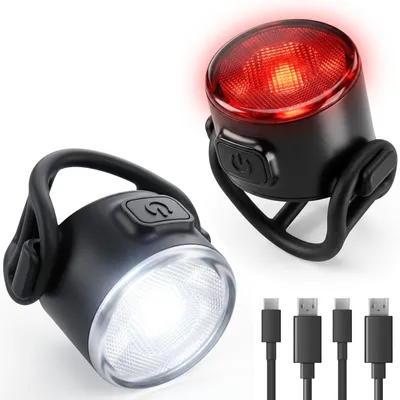 Productafbeelding van Nuvance Fietslampjes - Fietsverlichting USB Oplaadbaar - Fietslamp Rood en Wit - Voor- en Achterlicht Fiets - Waterdicht - Licht